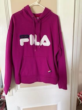FILA Magenta Pullover Hoodie with White Logo